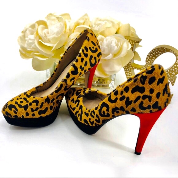 Zara Woman Cheetah Red Heel Platform Pumps - Picture 3 of 7